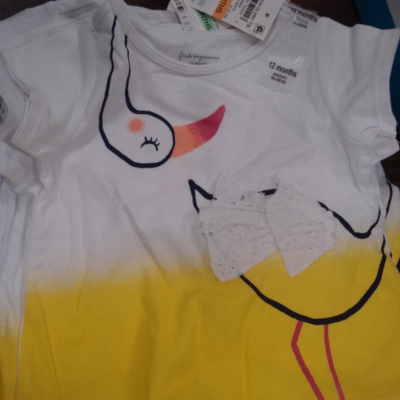 3/$25 First Impressions Crew Neck T-Shirt. Flamingo graphic. NWT - Picture 2 of 3